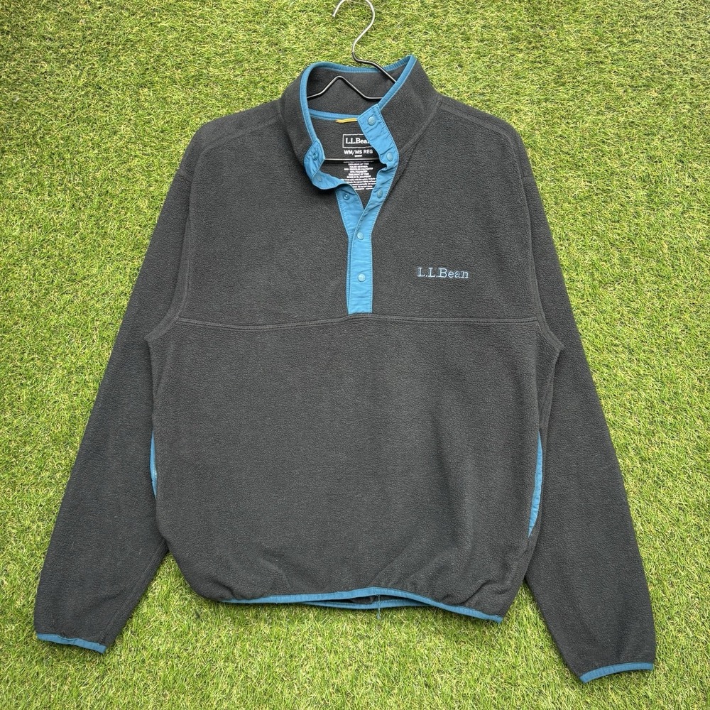 Vintage L.L. Bean Pullover Mens Medium Made in USA 1/4 Snap Fleece Hiking